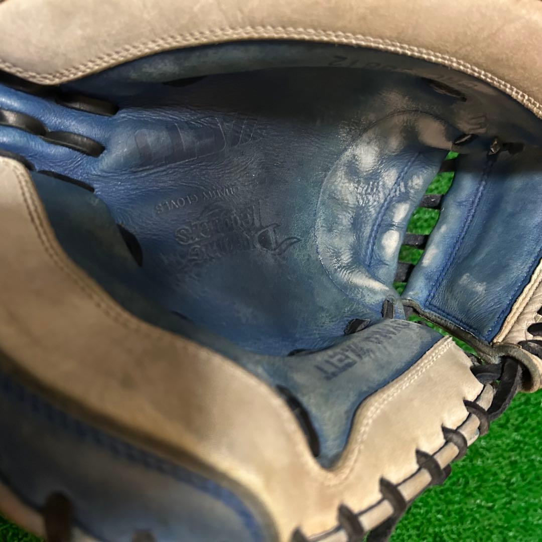 ゼット 日本製 旧ラベル 軟式キャッチャーミット ブルー