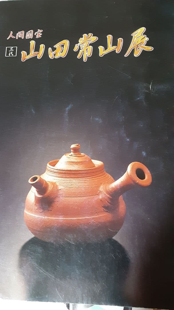 人間国宝　三代　山田常山　梨皮烏泥茶銚　霊芝摘　急須　KS