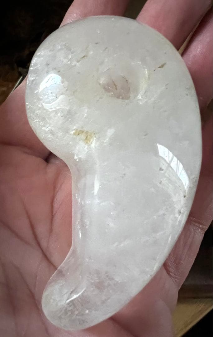 希少 特大 天然石 古水晶 古勾玉 レインボー スモーク 合せ箱