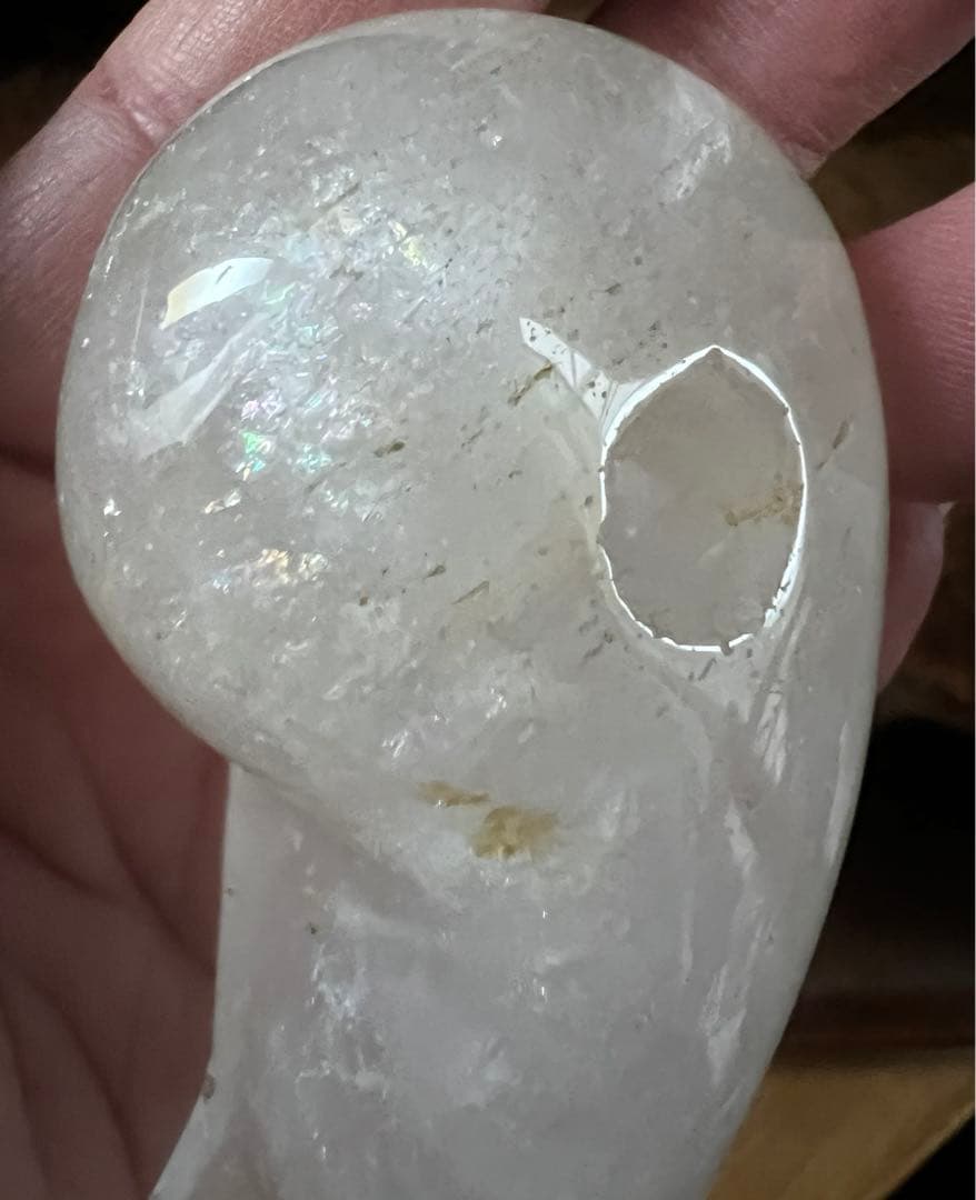 希少 特大 天然石 古水晶 古勾玉 レインボー スモーク 合せ箱