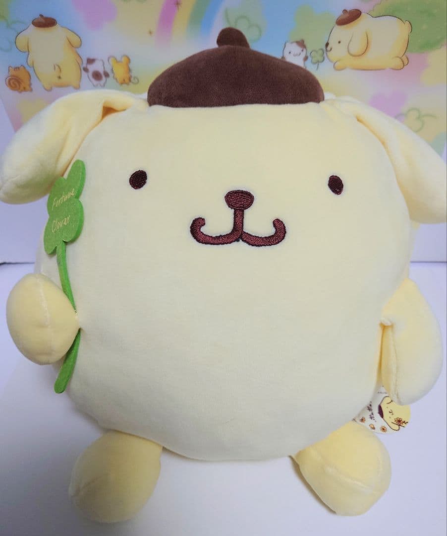 ポムポムプリン　ぬいぐるみ　クローバー　ムニュムニュ　L
