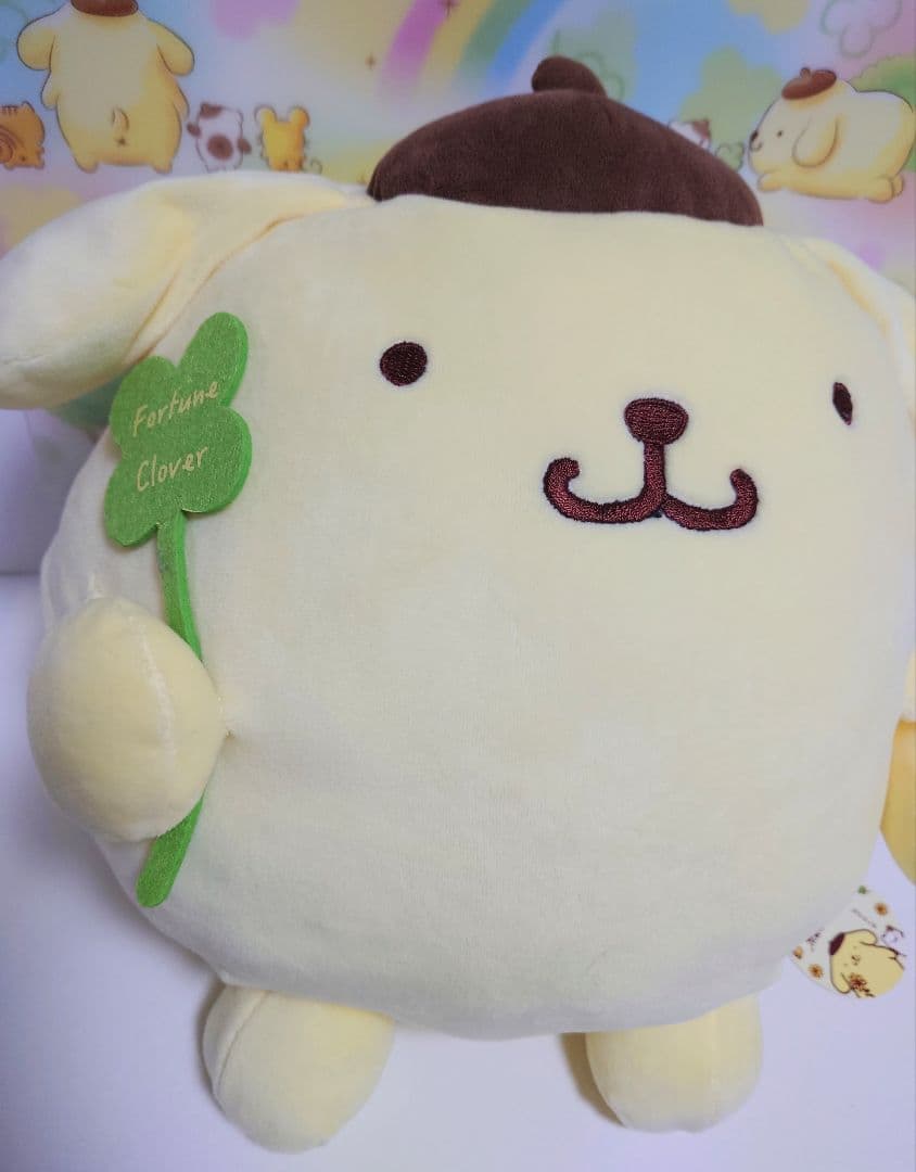 ポムポムプリン　ぬいぐるみ　クローバー　ムニュムニュ　L