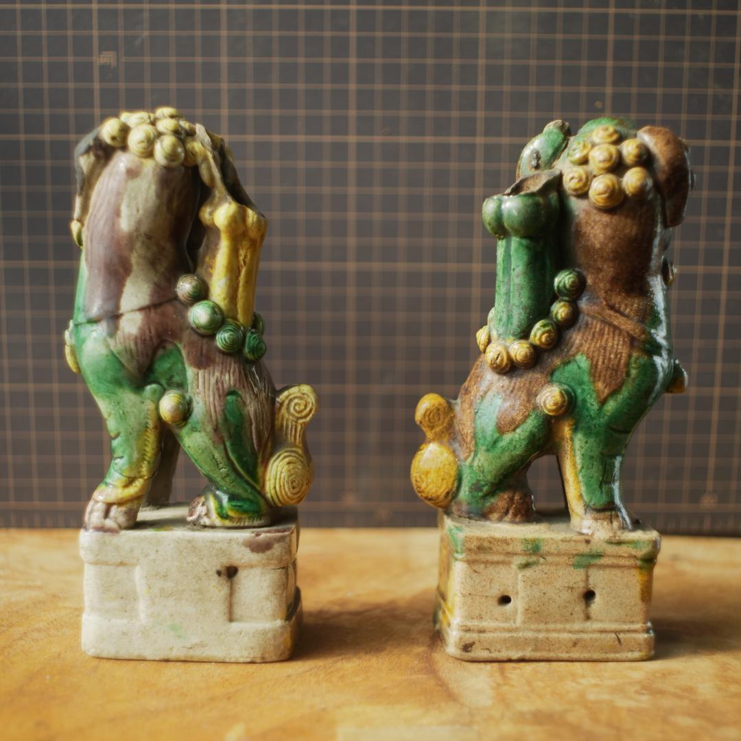 【民藝】唐三彩 獅子 置物 中国