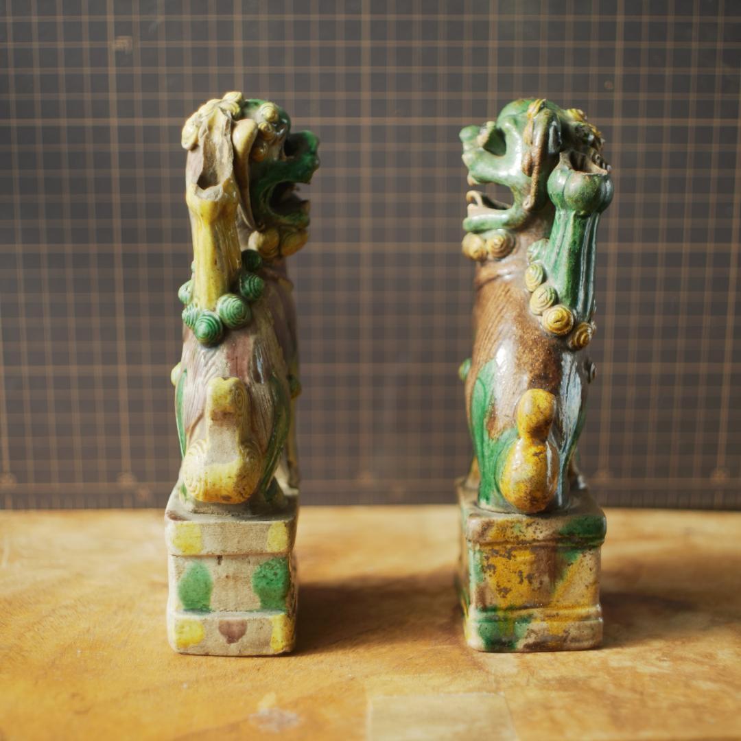 【民藝】唐三彩 獅子 置物 中国