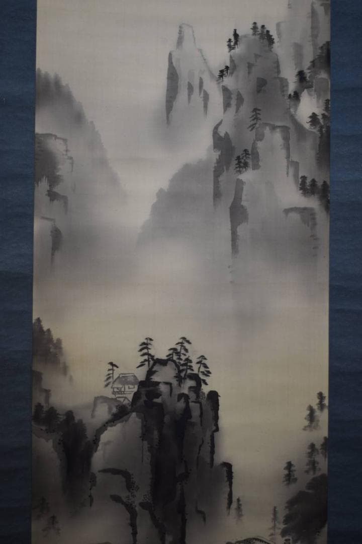 真作/芳観/渓山春靄図/山水図/布袋屋掛軸HE-350