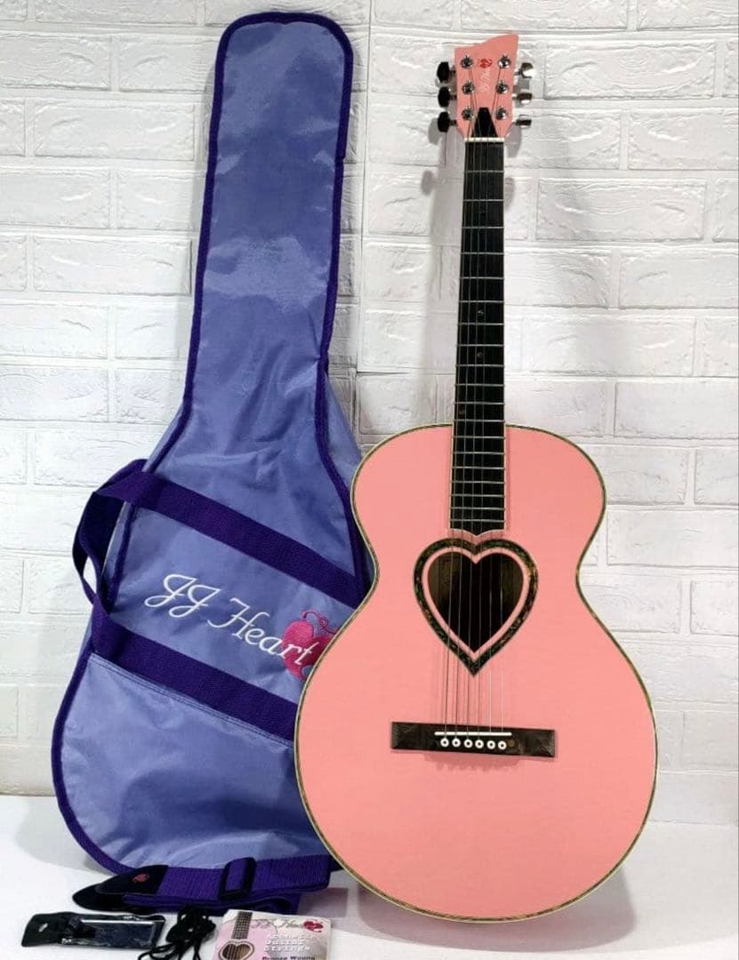 ♡JJ Heart ハート型 ピンク ケース付 アコースティックギター
