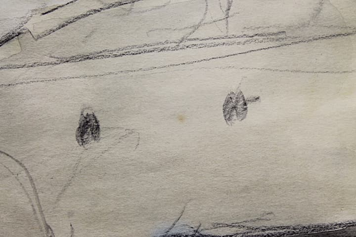 平野遼【セシンブラの海岸で】 水彩 4号