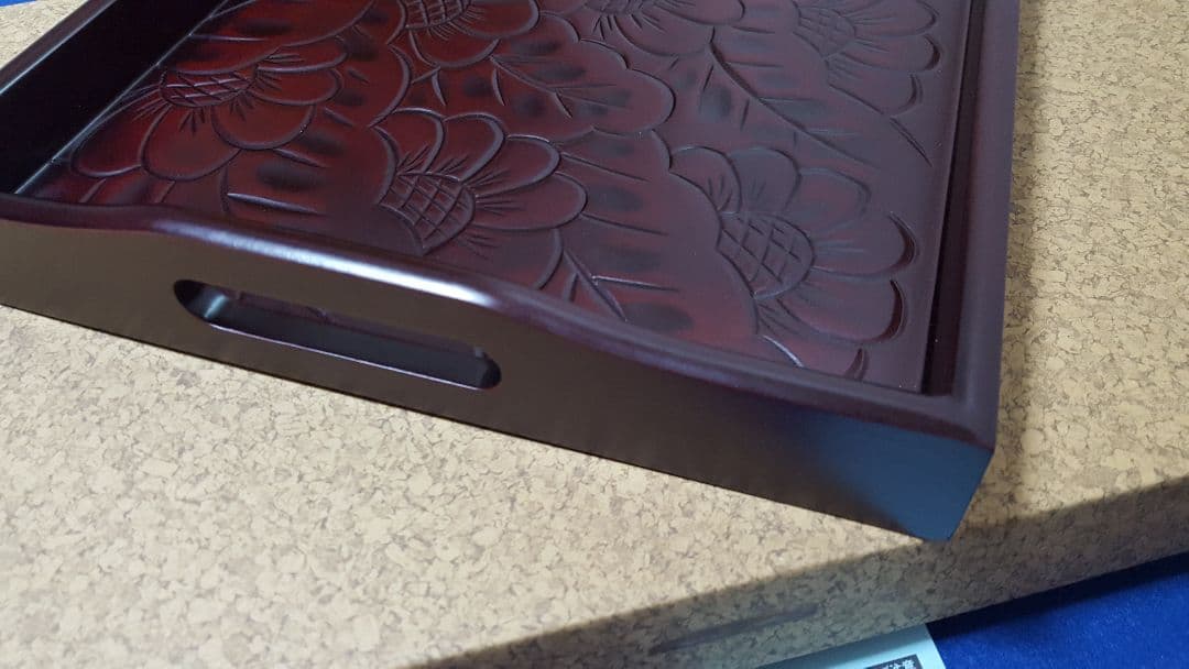 未使用　激美品　うるし　お盆　天然木漆器　紀州漆器　伝統工芸品　５０ｃｍ