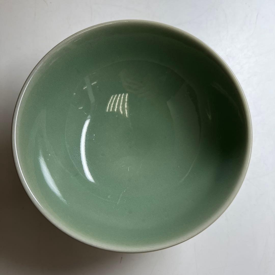 中国明時代　竜泉窯青磁茶碗　木箱　口径13.8㎝　東Y8-0205☆2Fタサコサ