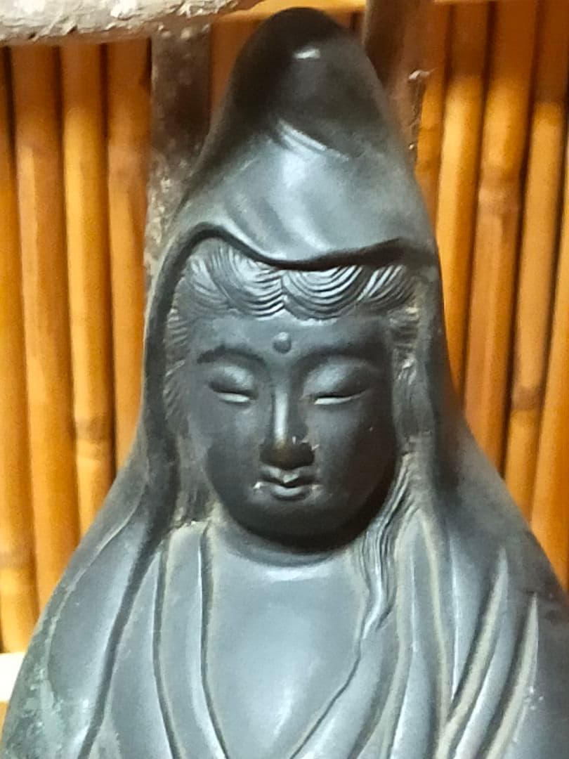 ♥☆彡　とても古い　銅製　観音像　立像　２　観音様　仏像　骨董　中国　レトロ