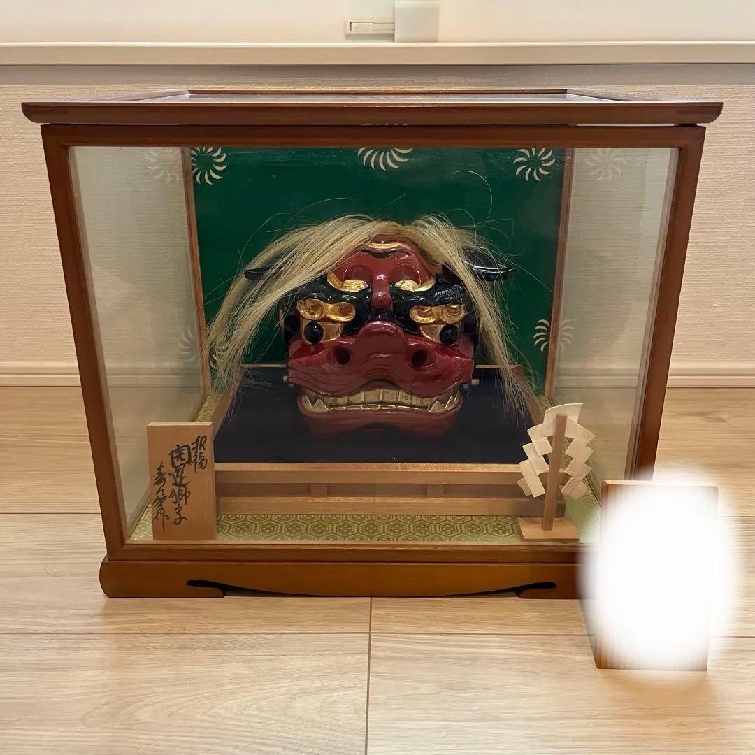 獅子舞　獅子頭　木彫　魔除け　祭　置物　古美術　神楽 木製 木彫 正月