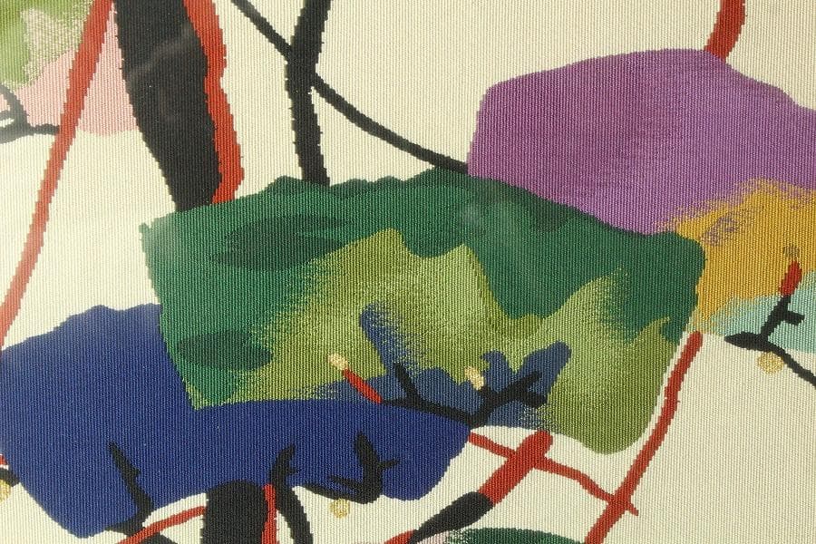 堂本印象 つづれ松 染め裂 額装 西陣 呉服屋蔵 美品(K-LC935)