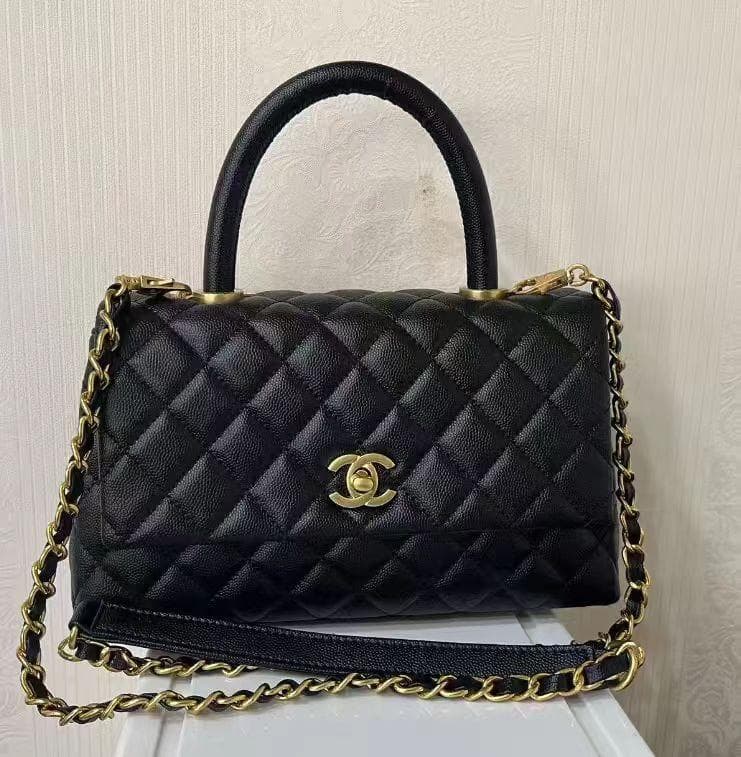 coco handle ブラック レザー ショルダーバッグ