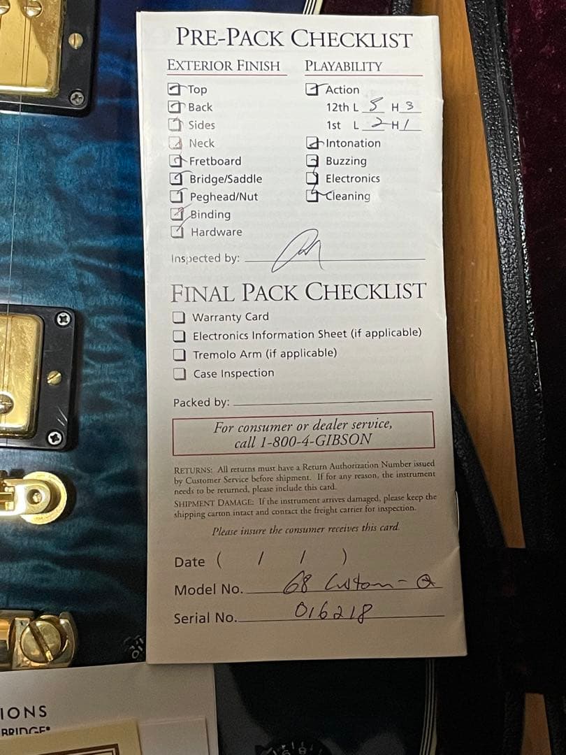 Gibson Les Paul Custom インディゴブルー　キルトトップ