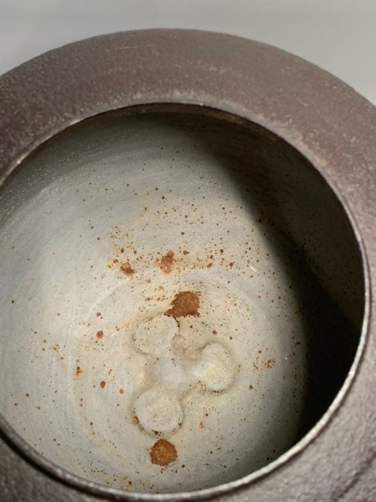 k430 浜松地紋　浄栄　肩衝釜　茶道具