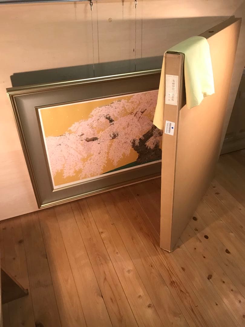 中島千波「春輝神田の大糸桜」シルクスクリーン　直筆サイン・落款・作品証明シール有