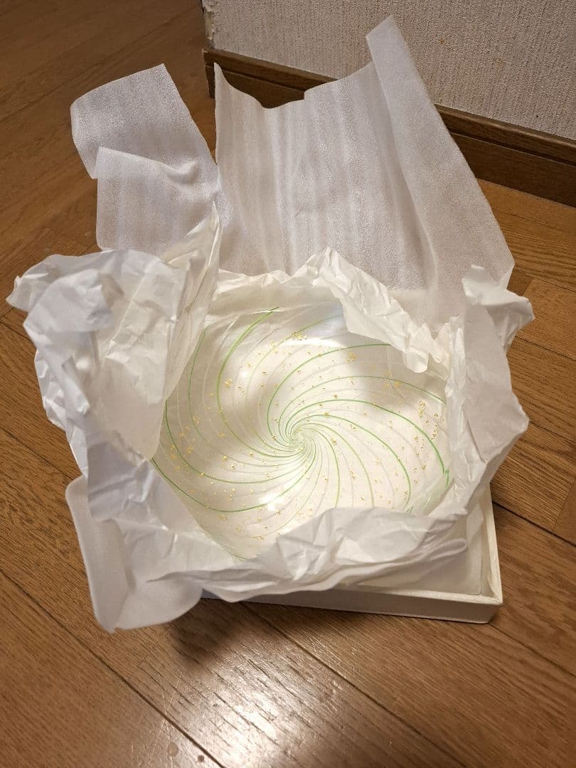 水崎硝子　金箔入りフローラルスパイラルプレート #MZY25