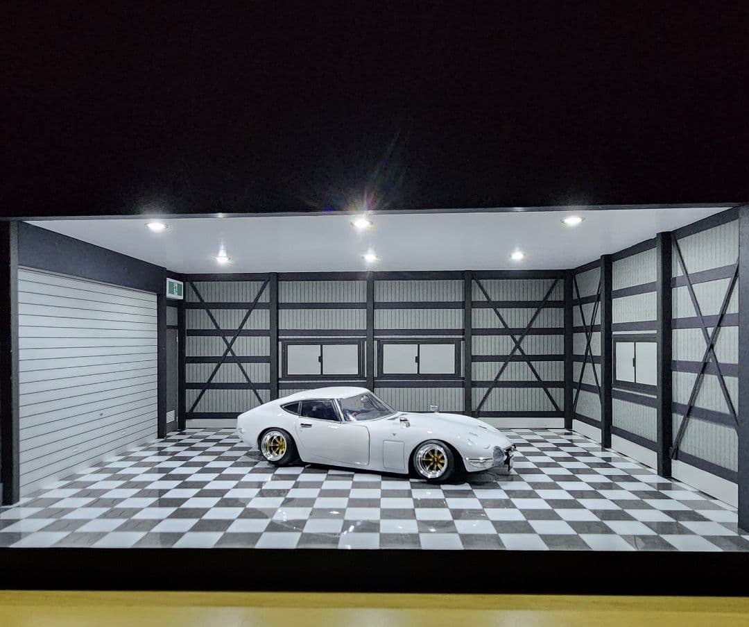 1/24 ミニカー　ガレージ　ジオラマ　ショーケース　LED照明　　ショールーム
