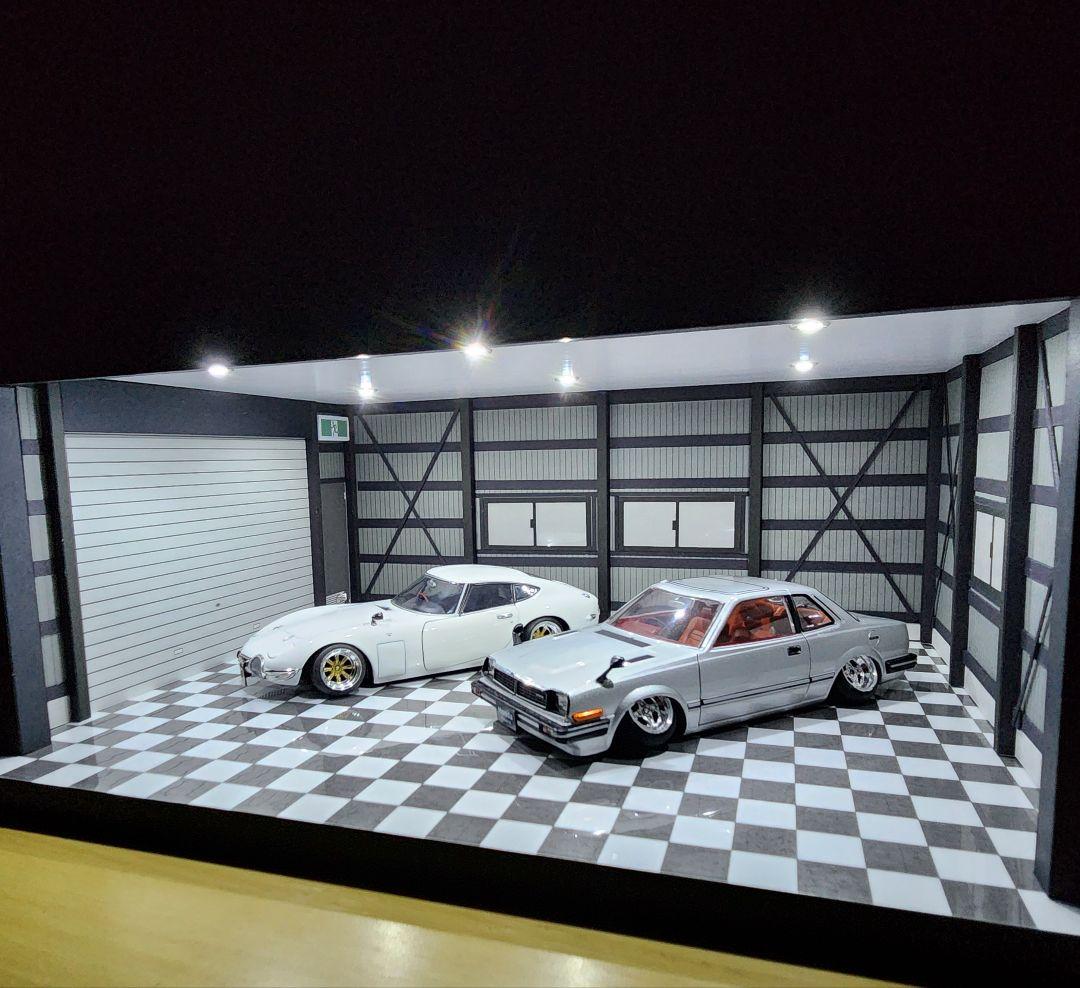 1/24 ミニカー　ガレージ　ジオラマ　ショーケース　LED照明　　ショールーム