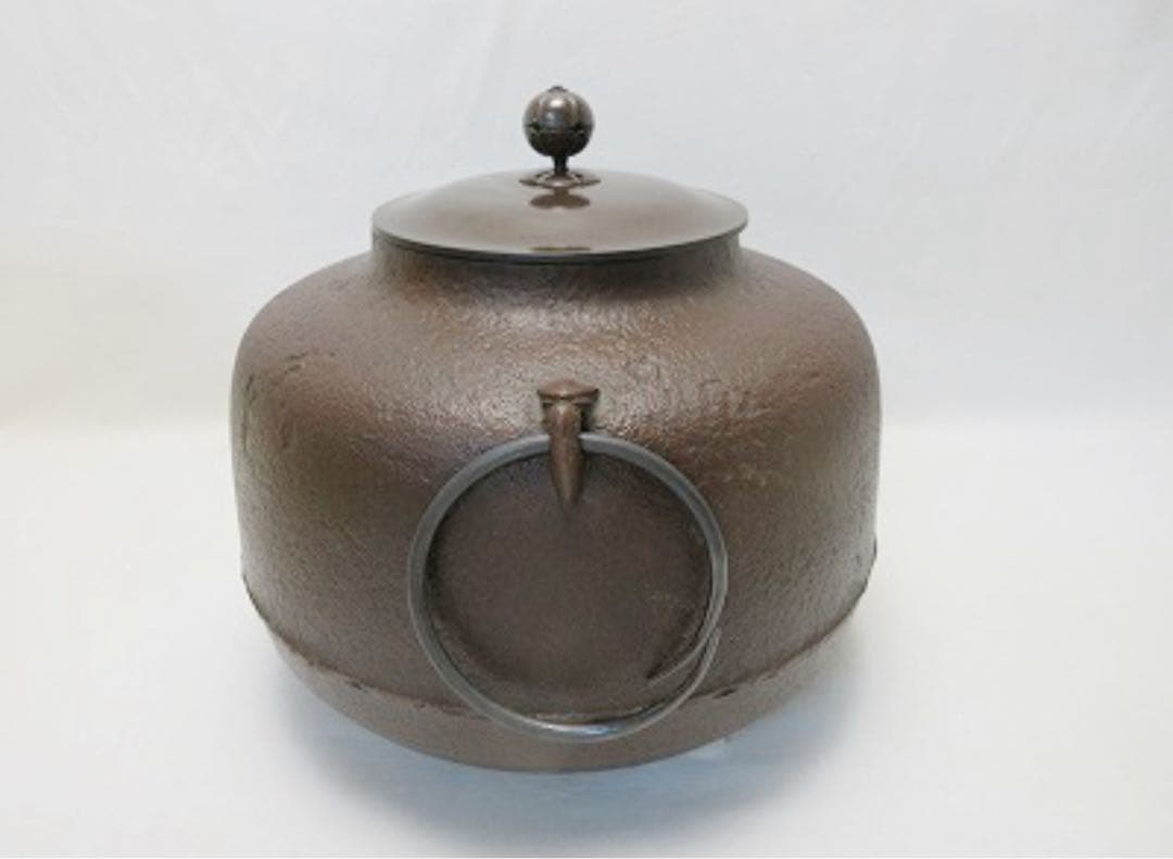 未使用 茶道具 人間国宝 釜師 高橋敬典造 利休好 阿弥陀堂釜 釜印 釜鐶付共箱