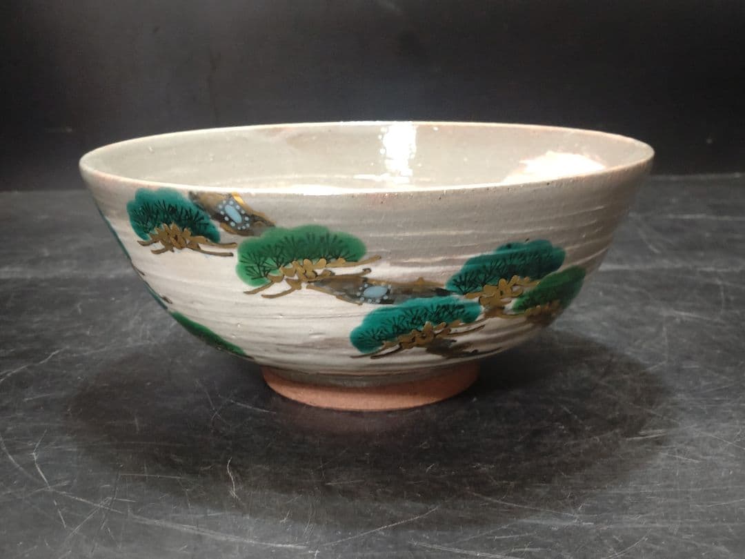 小峠丹山造　松之絵菓子鉢　共箱　検　島岡達三