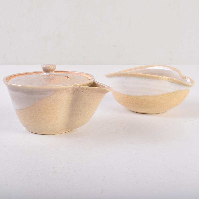 茶道具　萩焼　十二代　田原陶兵衛造　煎茶器一式　茶器揃　共箱　V　R8989