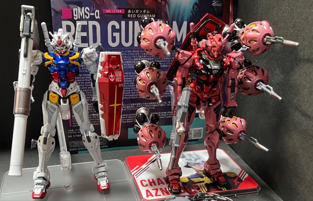 2機セット　HG 赤いガンダム(ビット6基)白いガンダム全塗装 完成品