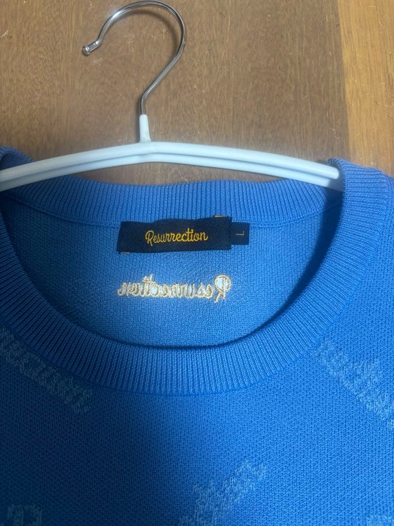 美品 Resurrection レザレクション 総柄ニット L ブルー