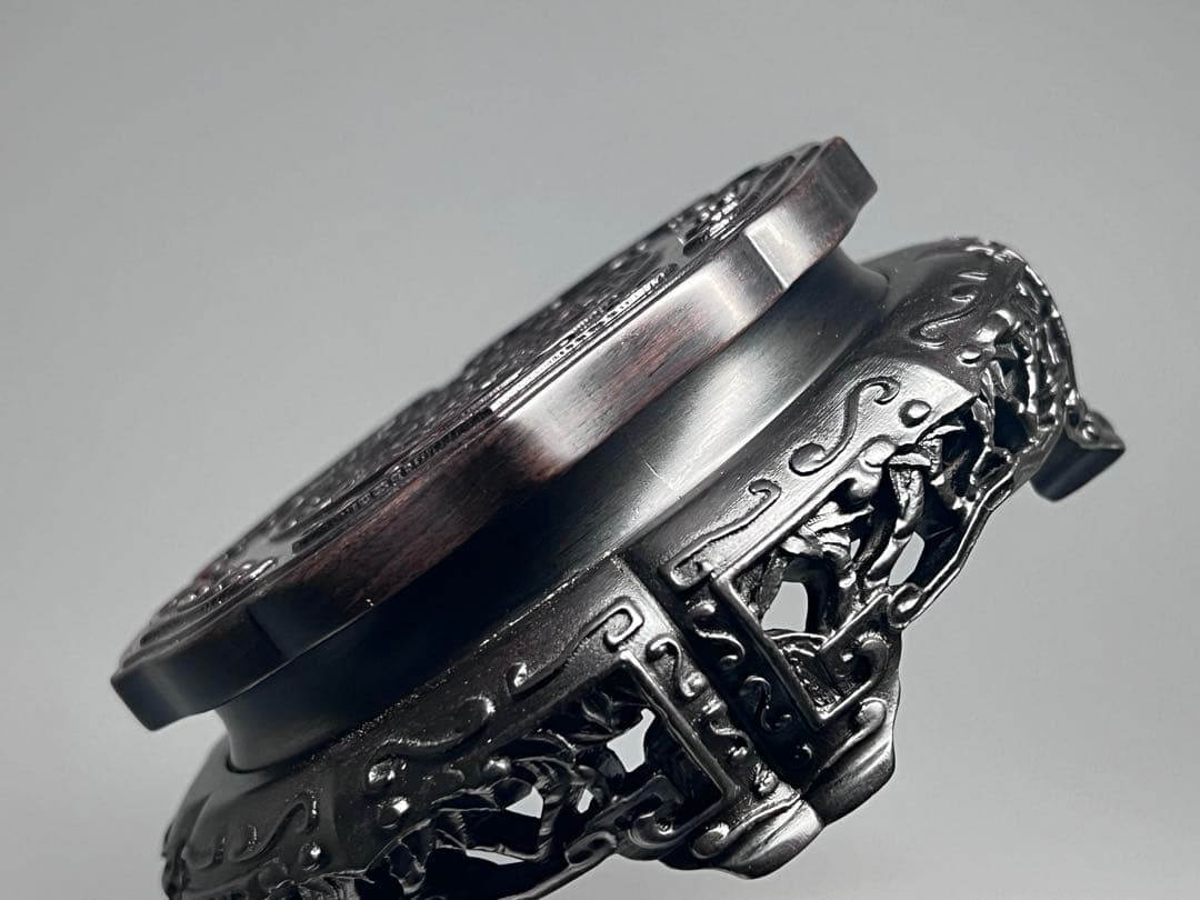 未使用 中国美術 唐木 紫檀 木製 花台 香炉台 台座 置物台 木彫 飾り台