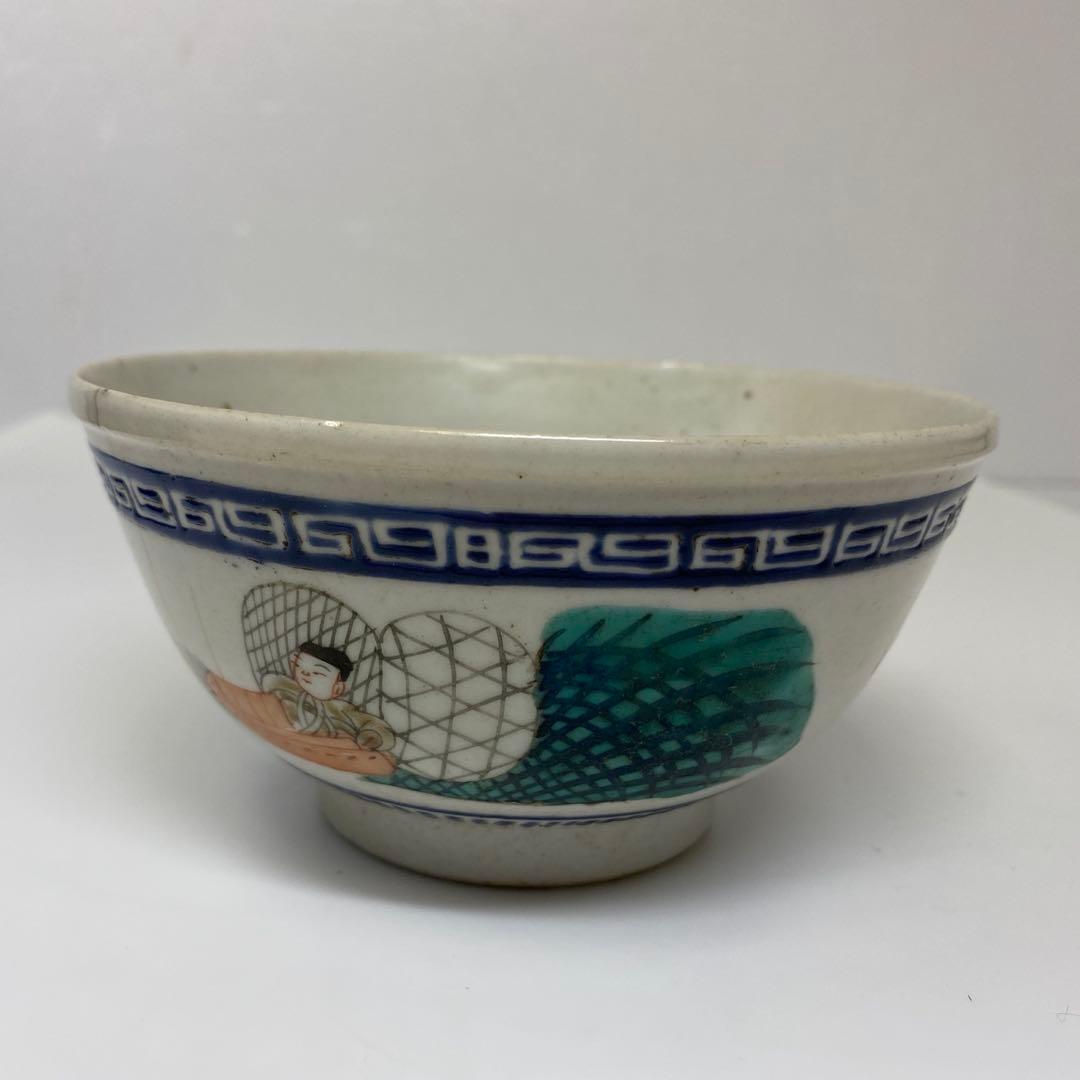 人物　茶碗　幅約12.5㎝　箱付　タニトコ　東さ7-0728①