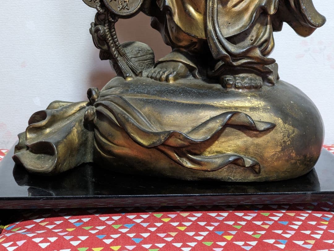 ⭐️中国銅器 仏像 布袋像 縁起置物 唐金 宣徳銅 桃 瓢箪 招運 銅製 骨董品