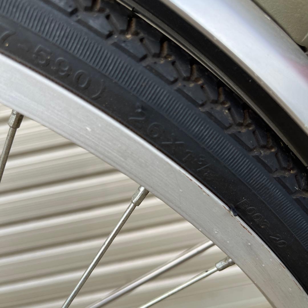 26インチオレンジ シティサイクル 前バスケット付き