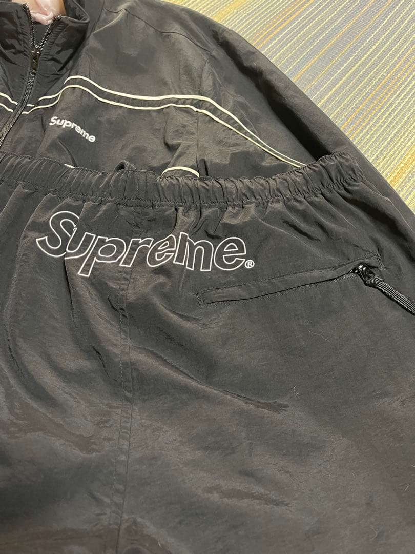Supreme トラックナイロン ブラックパンツ