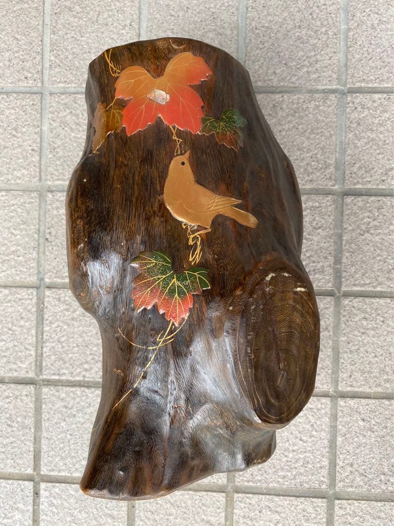 ヴィンテージ・天然木製.水盤.オブジェ! レア! 昭和レトロ! 未生流!