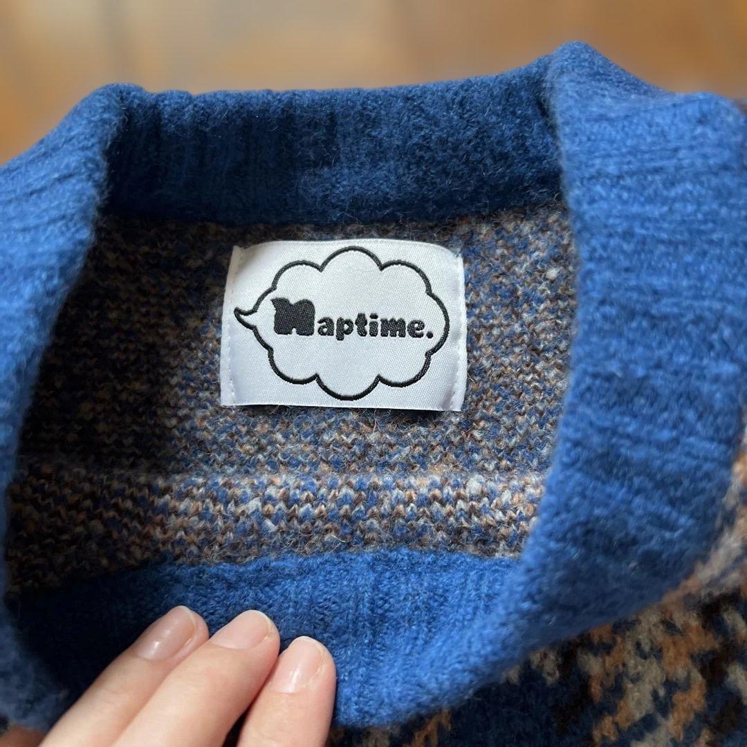 Naptime チェック柄ニットセーター M ブルーチェック