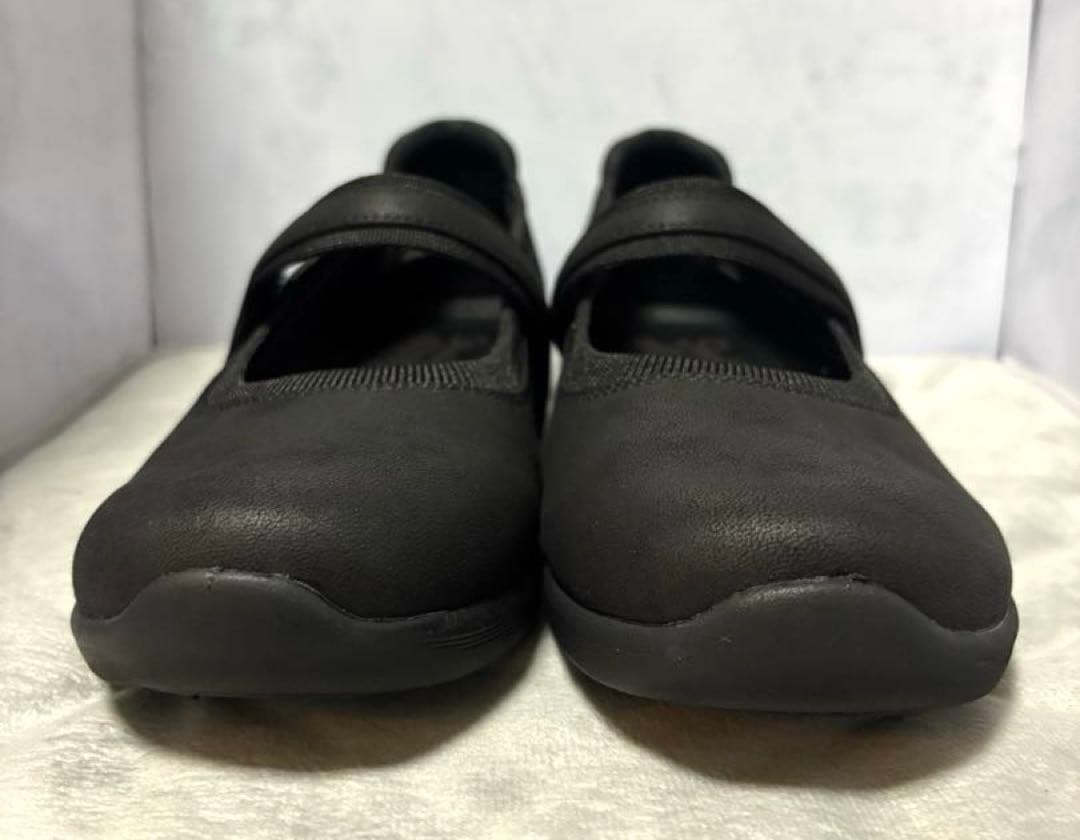 新品25スケッチャーズ黒バレエシューズメリージェーンストラップウェッジソール