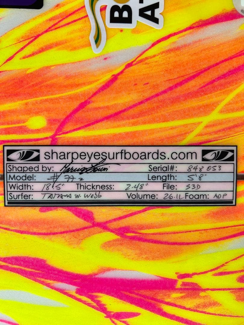 Sharp eye 77 Tatiana Wes Webb 5‘8 26.2l