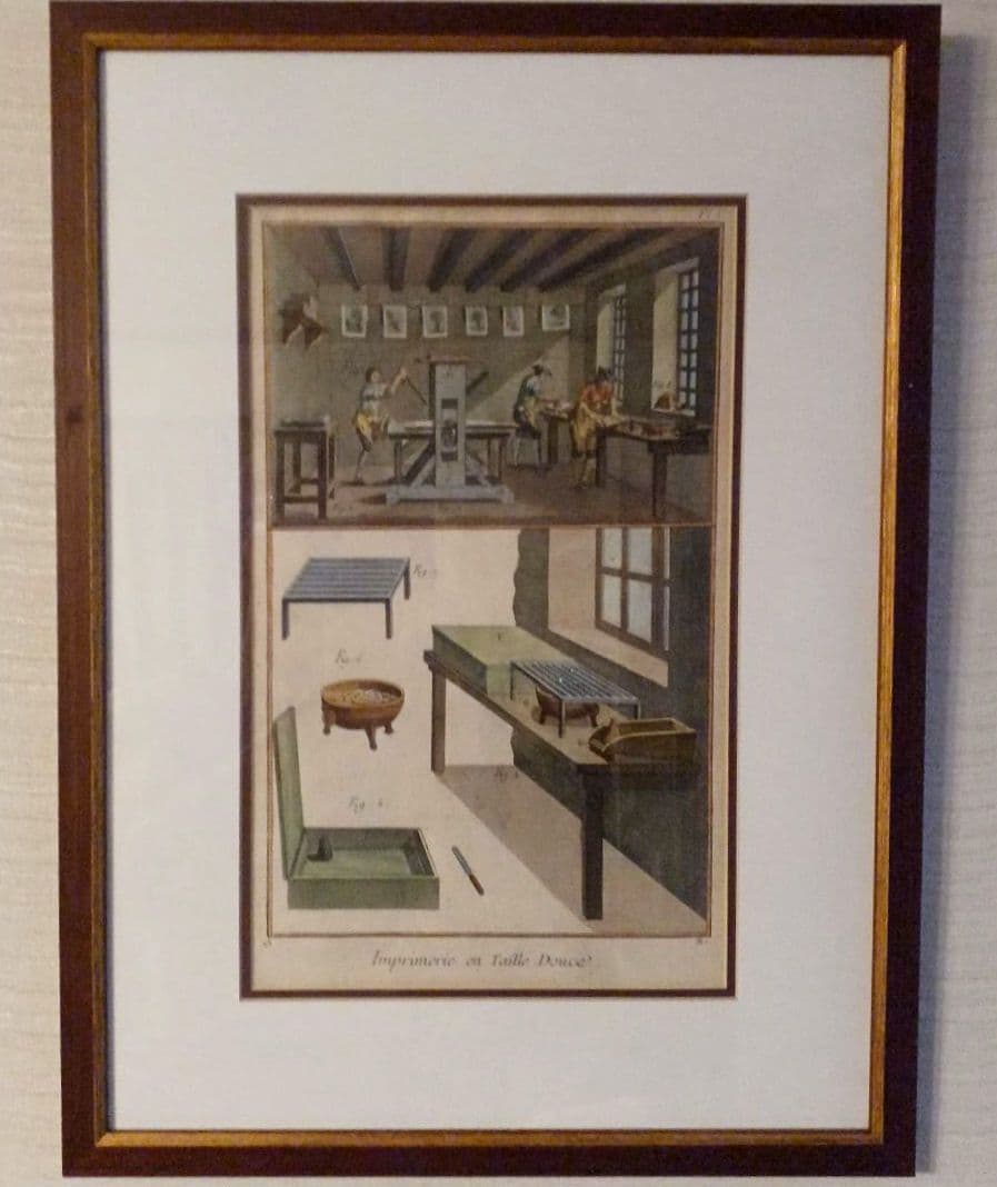 お値下げ　額装品　古典版画　18世紀　ディドロー　百科全書　「銅版印刷」　極美品