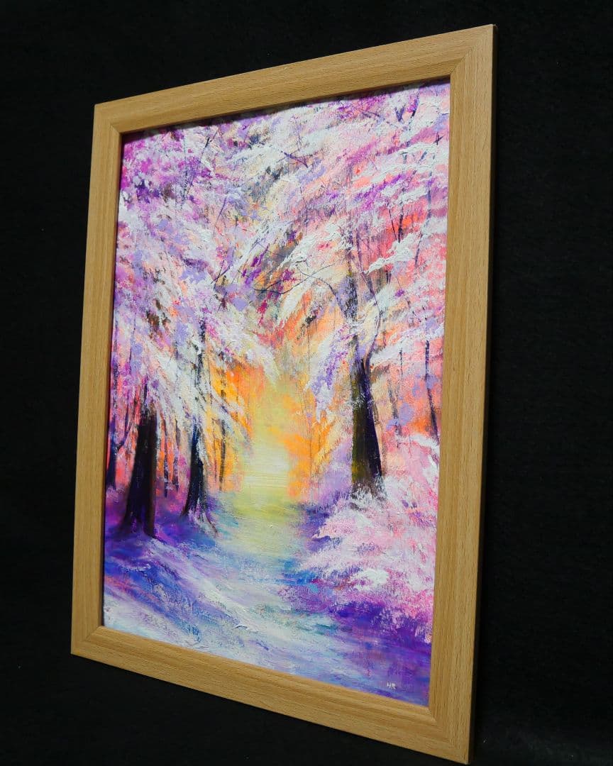 油絵 絵画 【冬の朝日】