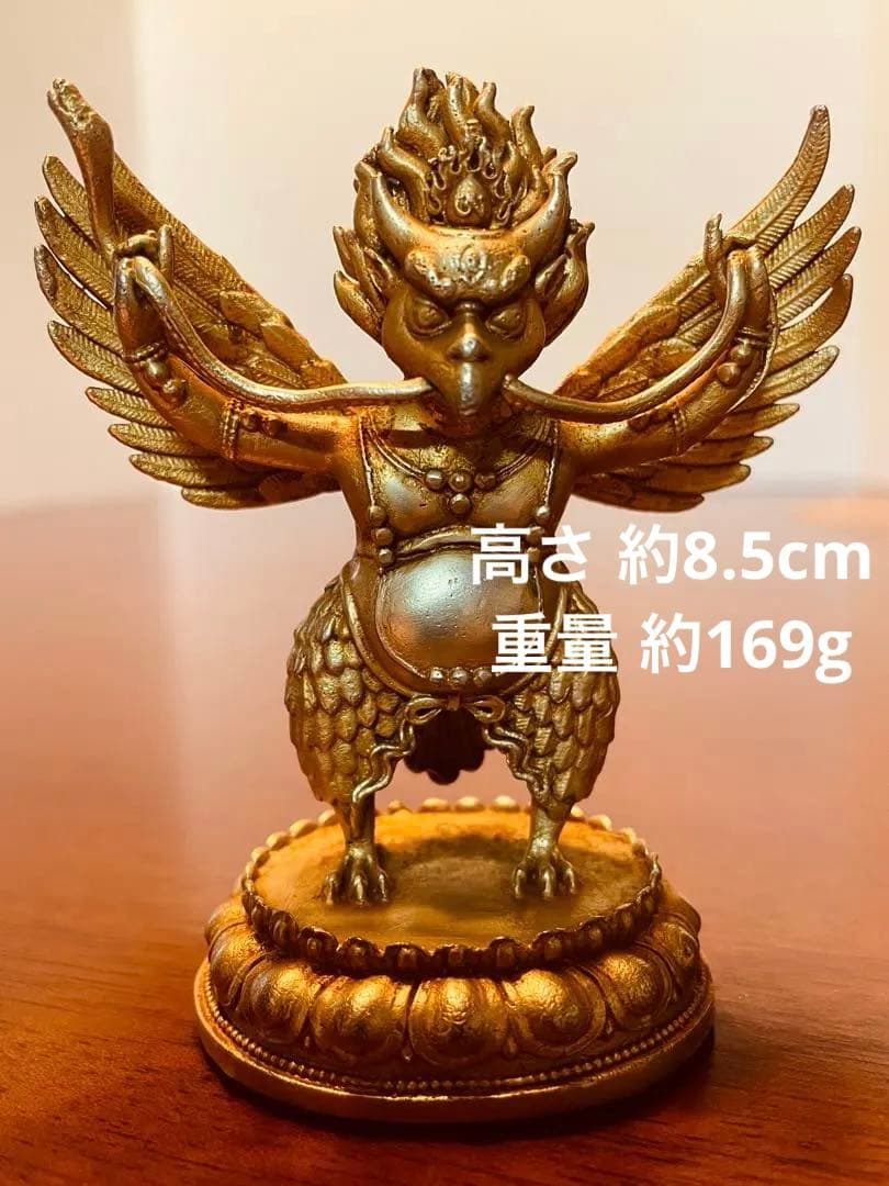 ＜チベット密教 新品1点物＞鍍金 ガルーダ（迦楼羅／金翅鳥）尊像 不死鳥