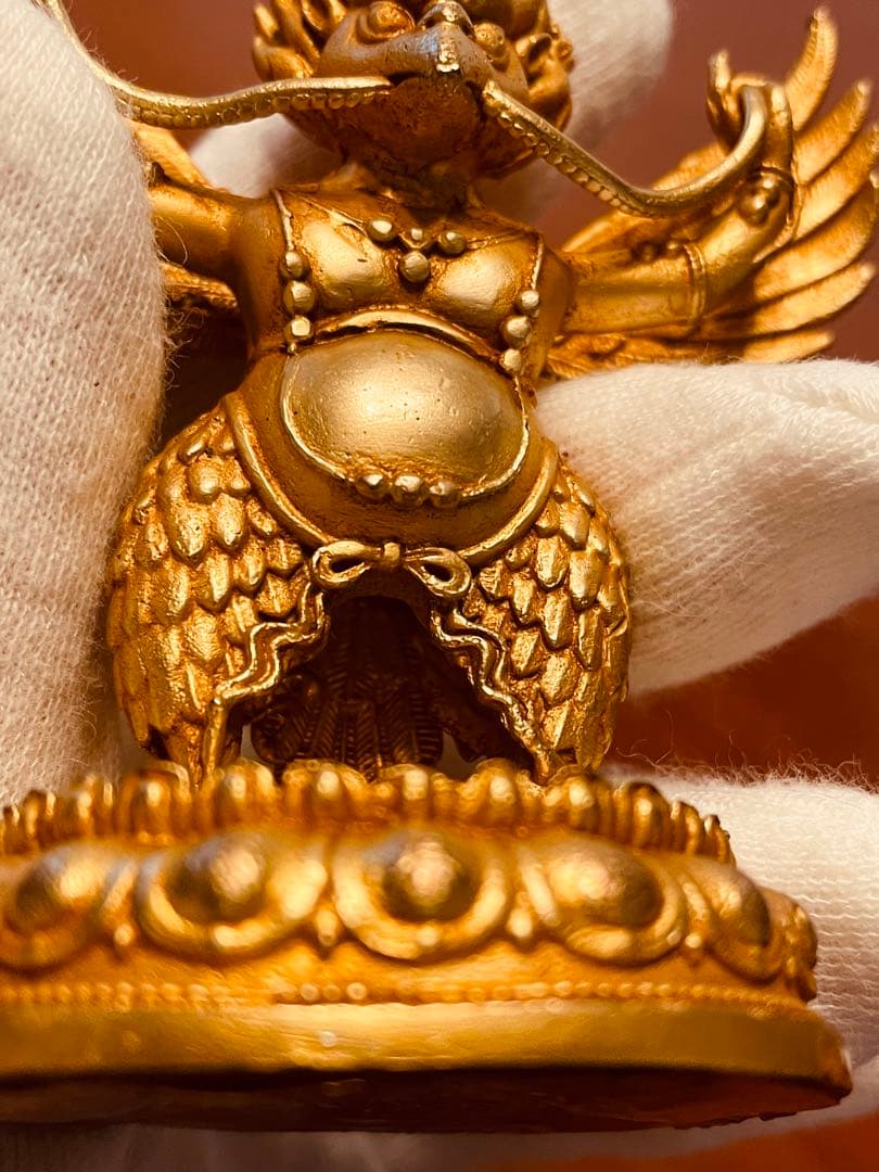 ＜チベット密教 新品1点物＞鍍金 ガルーダ（迦楼羅／金翅鳥）尊像 不死鳥