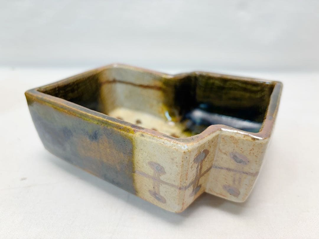 未使用 茶道具 加藤作助造 誰袖 織部 向付 5客組 足付小鉢 銘々皿 印 共箱