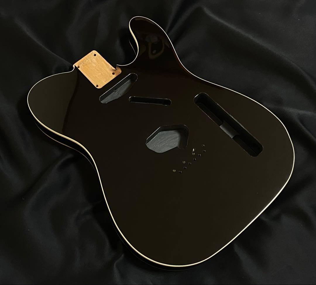 テレキャスターNo73バインディングボディ　ブラック　ラッカー塗装