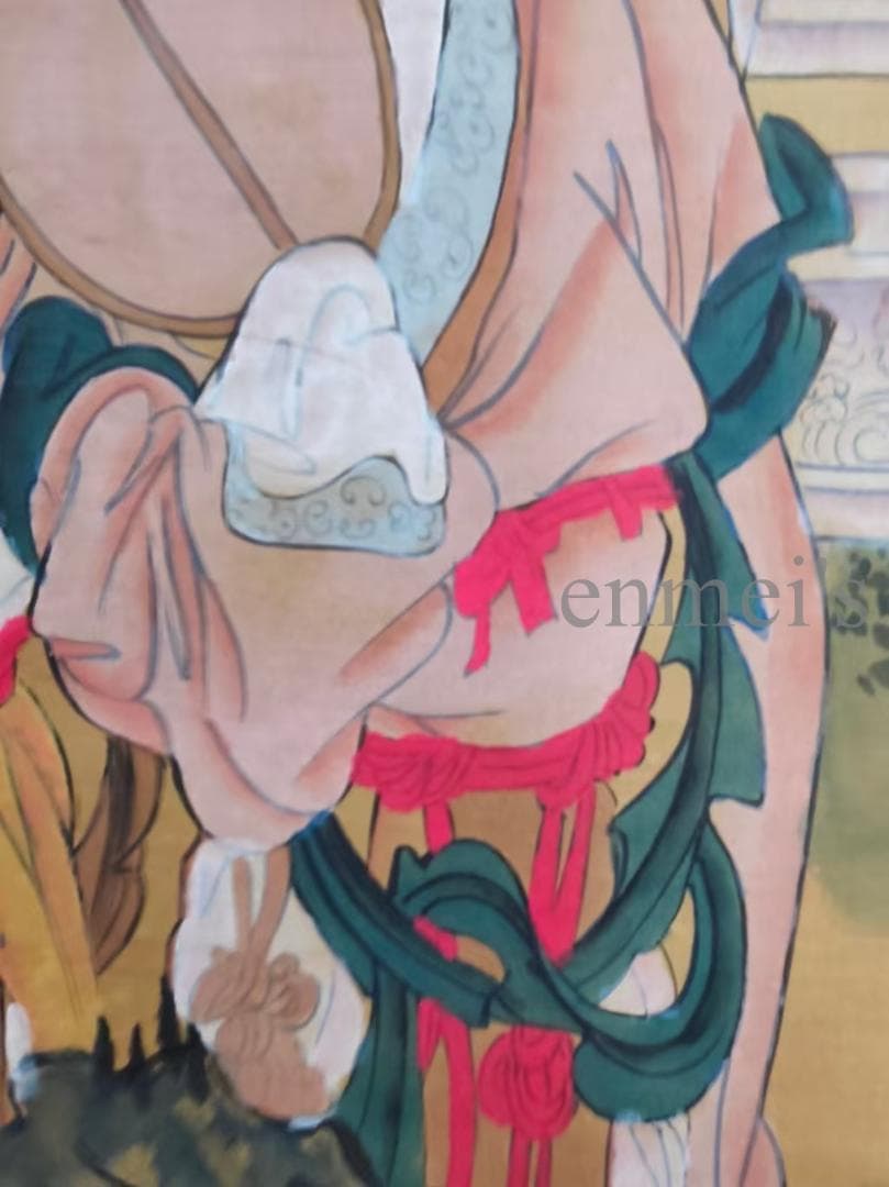 中国古美術 清代 冷枚作款 仕女図 水墨画 絹本 四尺 肉筆 文房置物 掛け軸