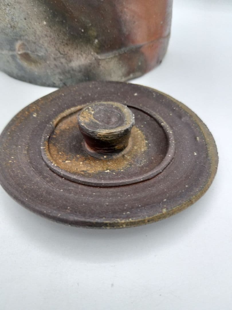 c663 水指 備前 耳付 日本工芸会 柴岡紘一 木箱 茶道具 古物