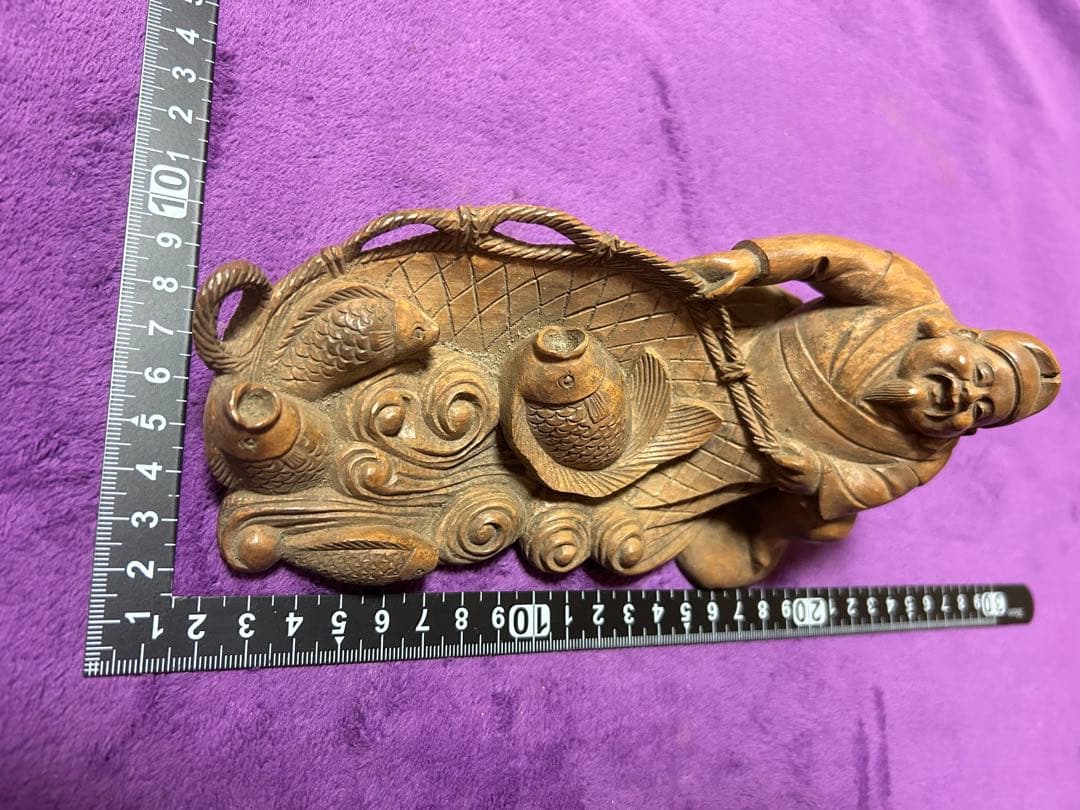 恵比寿様 木製彫刻 オブジェ インテリア 縁起物