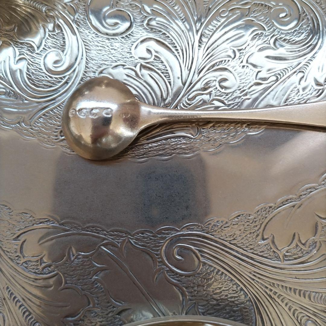 アンテーク純銀ソルト花柄カップセット