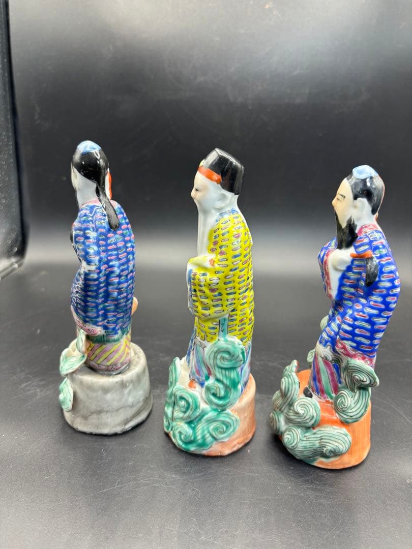 中国美術 古玩 色絵陶人形 陶器人形 高さ約18cm 置物 オブジェ 古董品