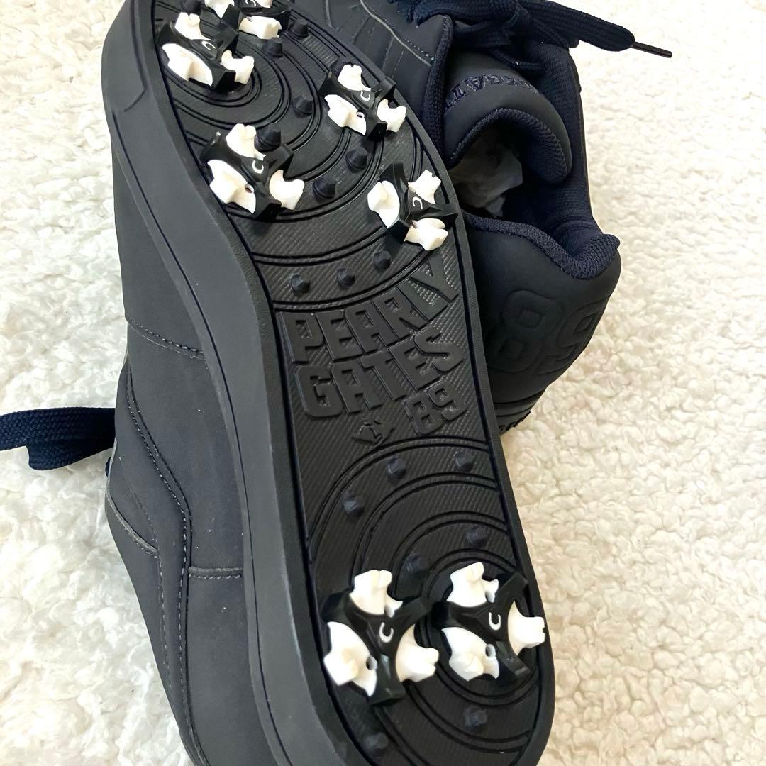 新品【パーリーゲイツ】定番 ローカット ゴルフシューズ 紺 22.5cm