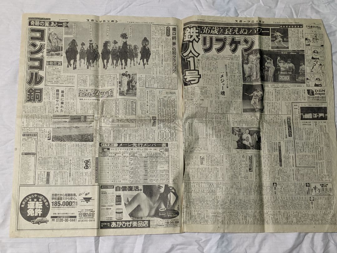 ダンスインザダーク　武豊　菊花賞　競走馬　写真パネル　額縁入り　スポーツ新聞付き